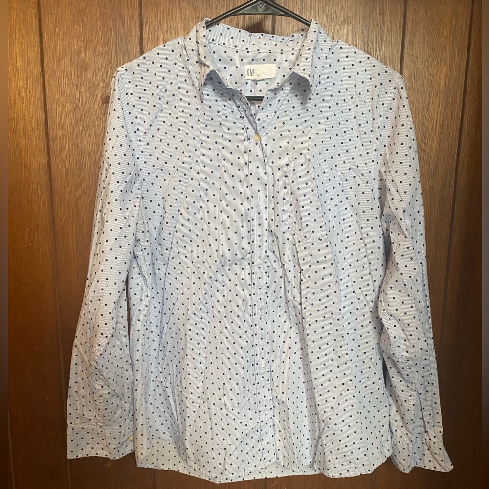 🔴Long Sleeve Button Down Shirt (Stripes & Polka Dots)